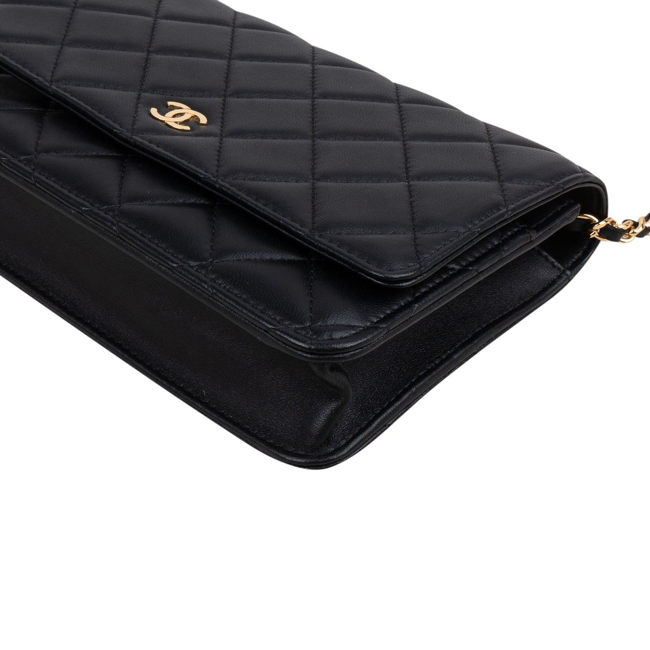 Chanel Quilted Lambskin Wallet On Chain Crossbody Bag Zwart