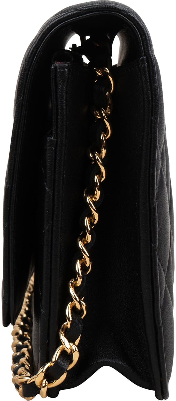 Chanel Quilted Lambskin Wallet On Chain Crossbody Bag Zwart