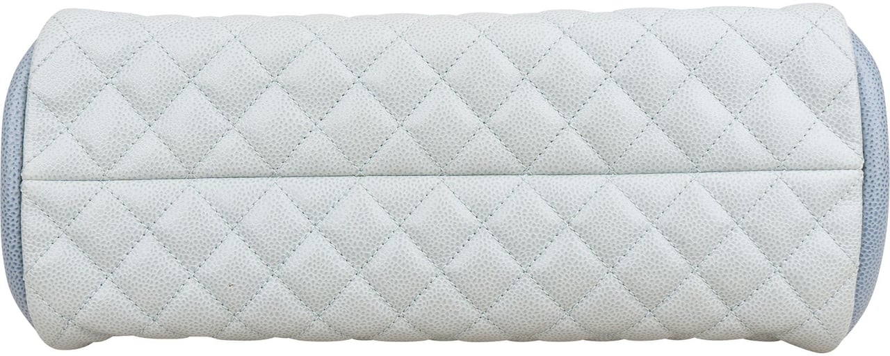 Chanel Quilted Caviar Leather Mademoiselle Bowling Shoulder Bag Lichtblauw