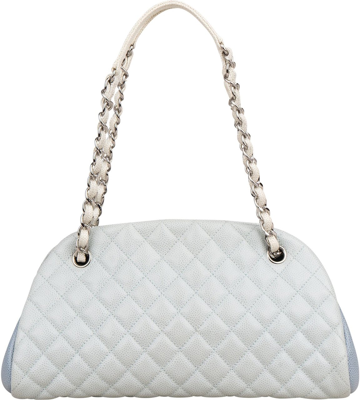 Chanel Quilted Caviar Leather Mademoiselle Bowling Shoulder Bag Lichtblauw