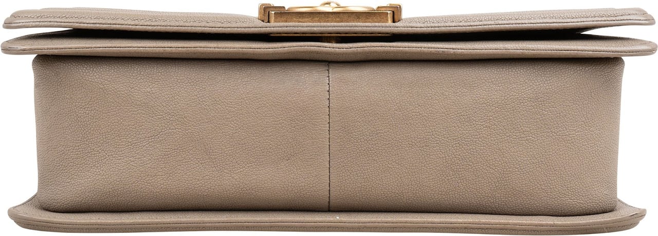 Chanel Quilted Caviar Leather Medium Single Boy Crossbody Bag Taupe
