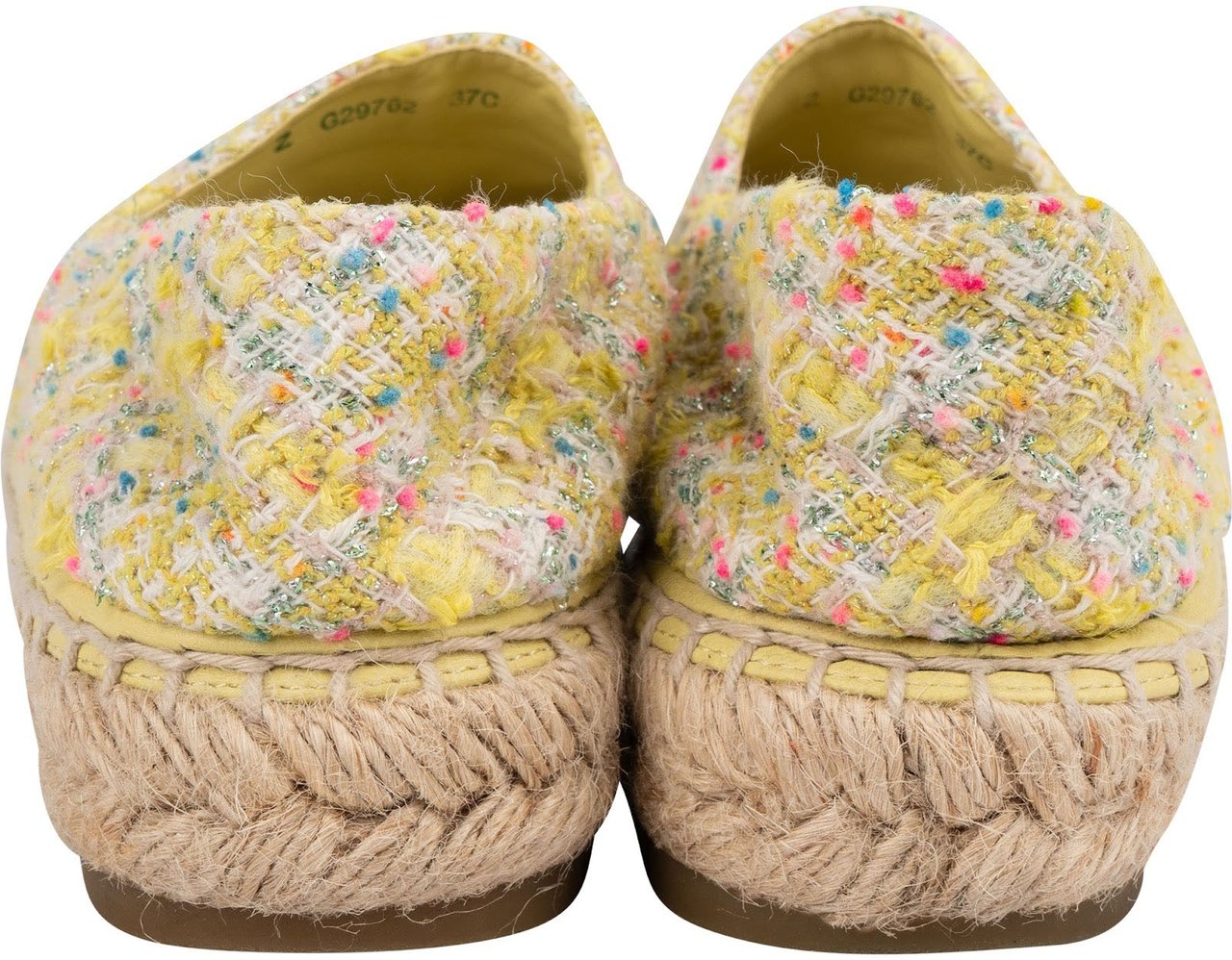 Chanel Tweed Leather Espadrilles Shoes (37) Geel
