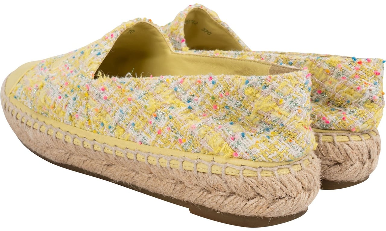 Chanel Tweed Leather Espadrilles Shoes (37) Geel