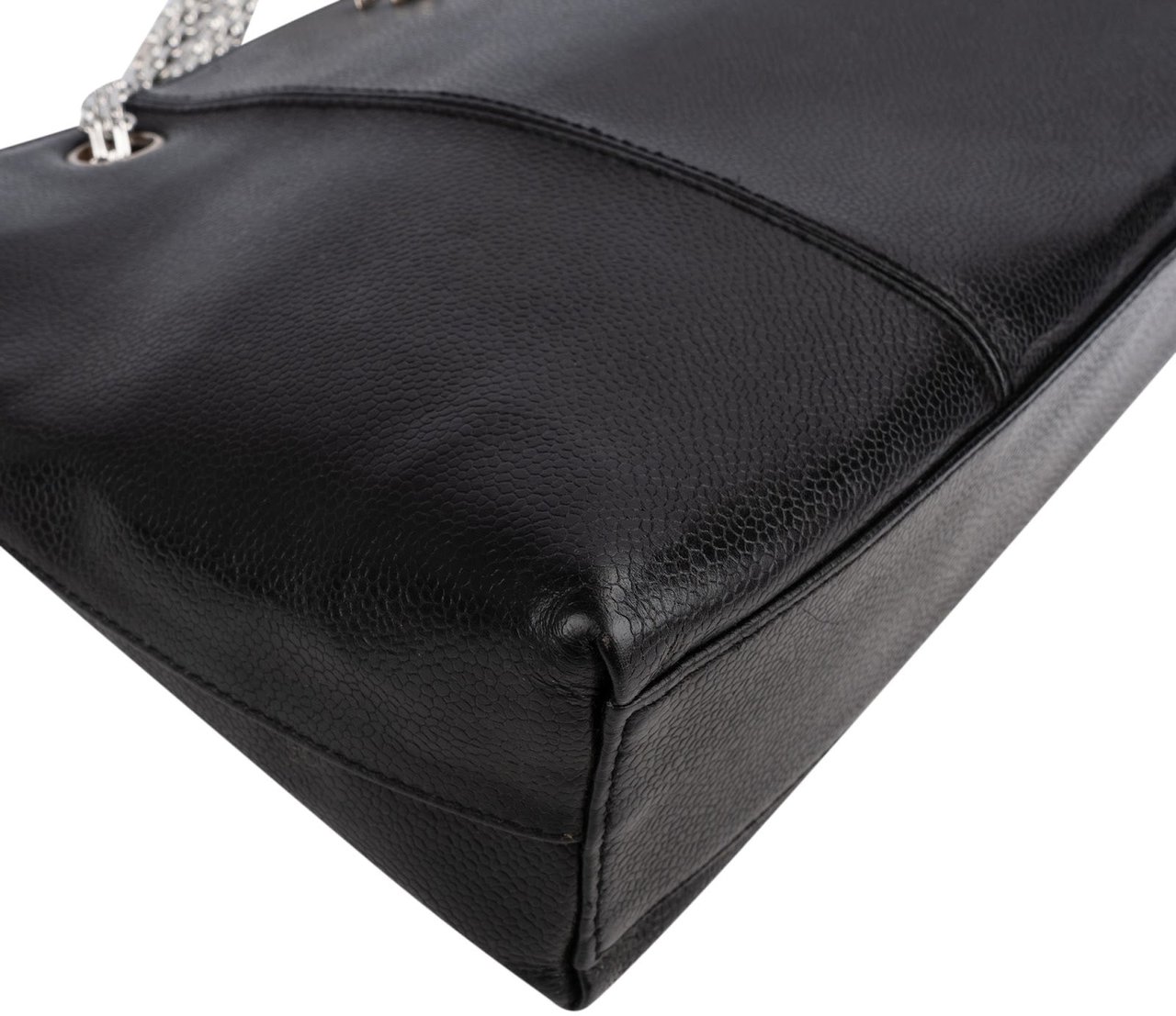 Chanel Caviar Leather Bijoux Chain Tote Shoulder Crossbody Bag Zwart