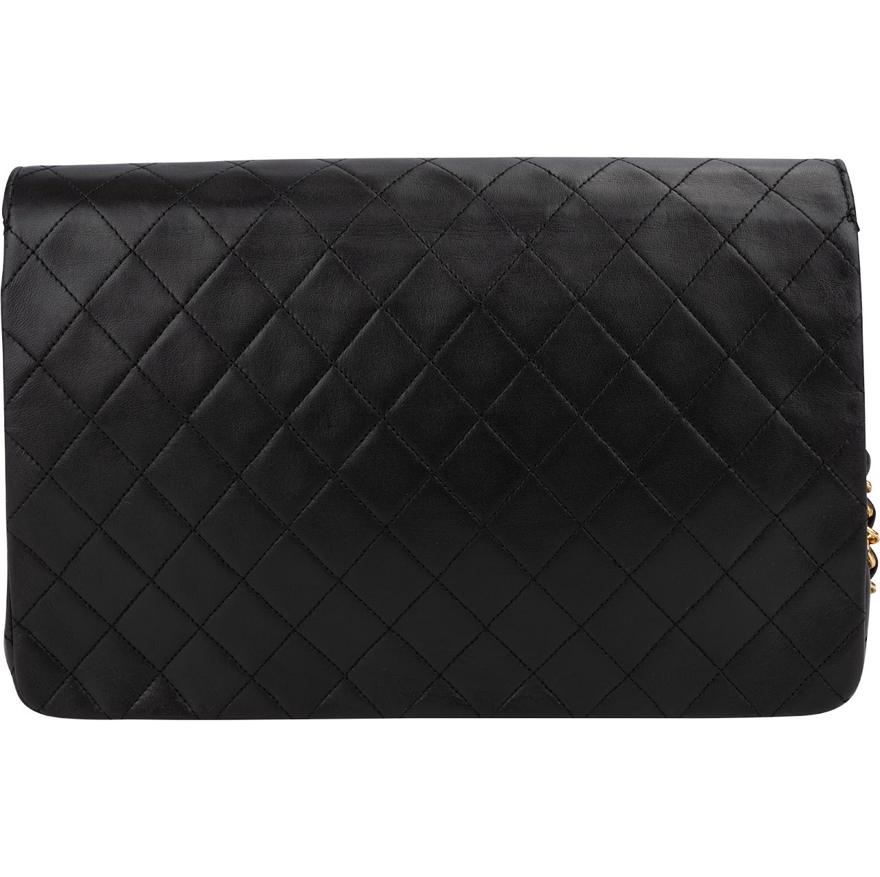 Chanel Quilted Lambskin 24K Gold Single Flap Shoulder Bag Zwart