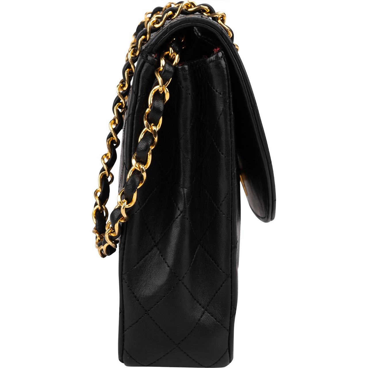 Chanel Quilted Lambskin 24K Gold Single Flap Shoulder Bag Zwart