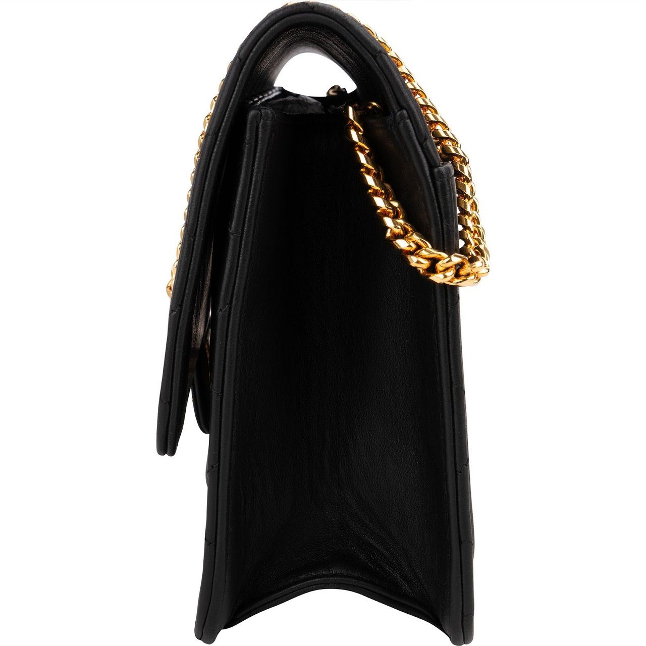 Chanel Quilted Lambskin 24K Gold Single Flap Crossbody Bag Zwart