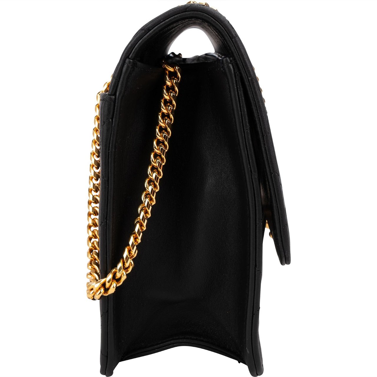 Chanel Quilted Lambskin 24K Gold Single Flap Crossbody Bag Zwart