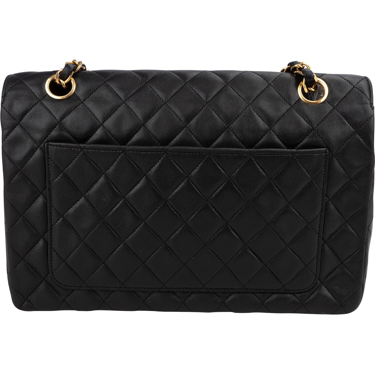 Chanel Quilted Lambskin 24K Gold Single Flap Shoulder Bag Zwart