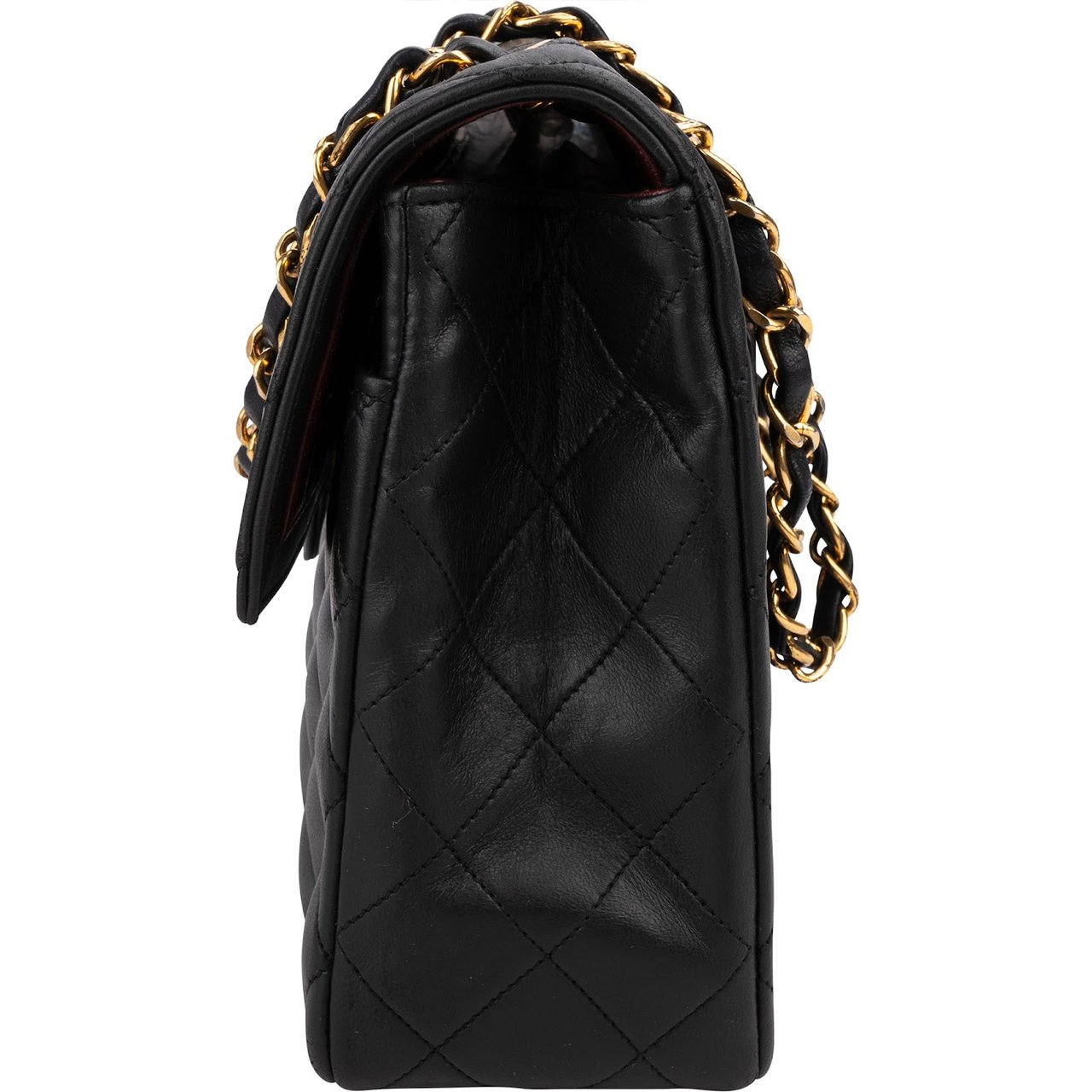 Chanel Quilted Lambskin 24K Gold Single Flap Shoulder Bag Zwart