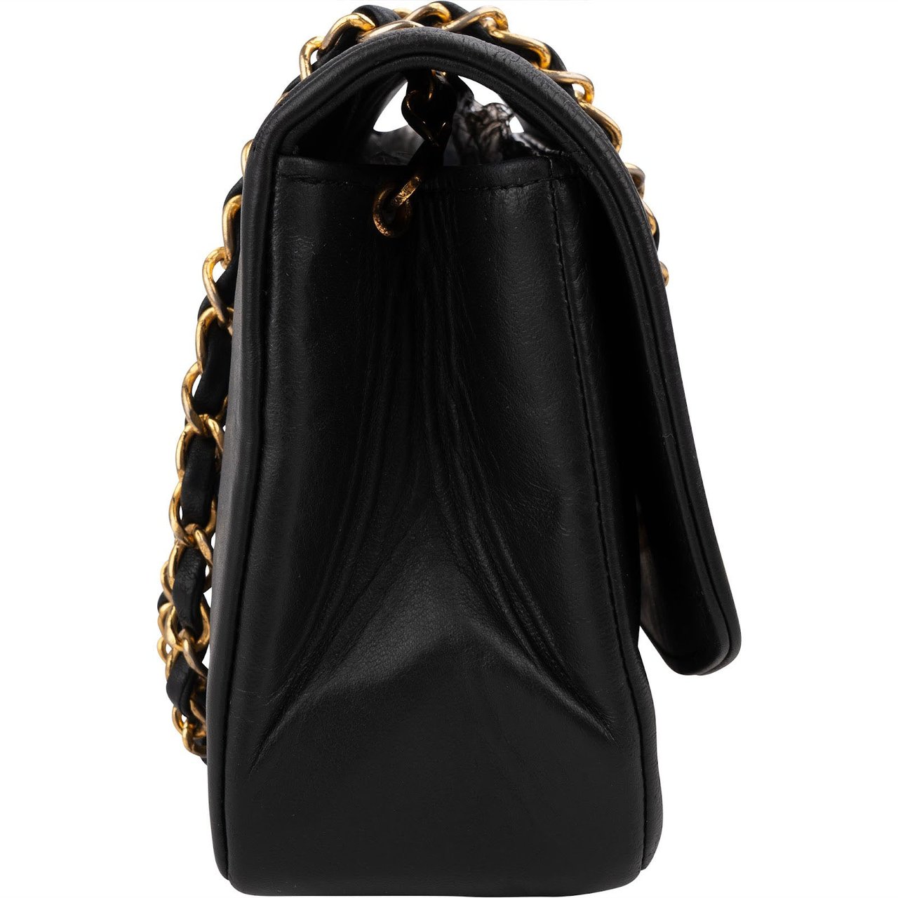 Chanel Quilted Lambskin 24K Gold Diana Small Single Flap Crossbody Bag Zwart