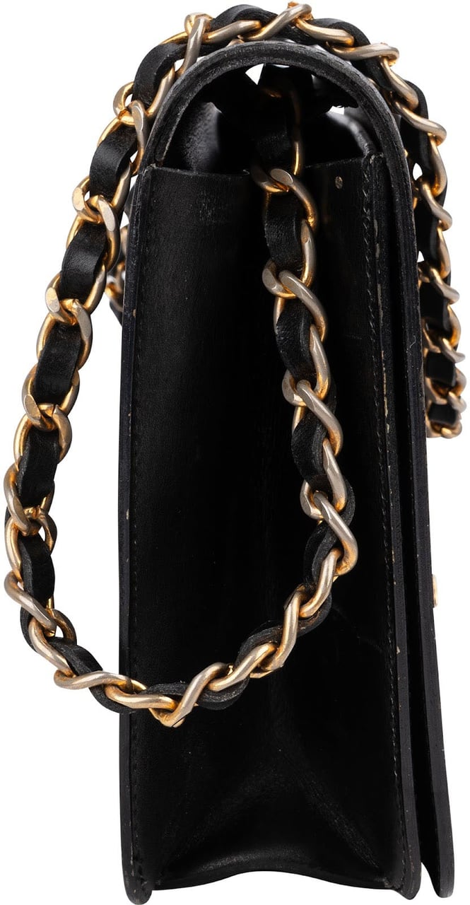 Chanel Noir Boxcalf CC Single Flap Shoulder Bag Zwart