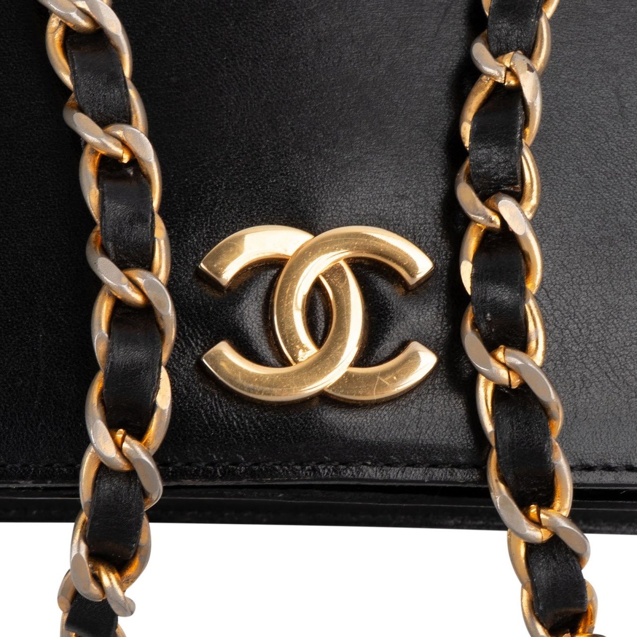 Chanel Noir Boxcalf CC Single Flap Shoulder Bag Zwart
