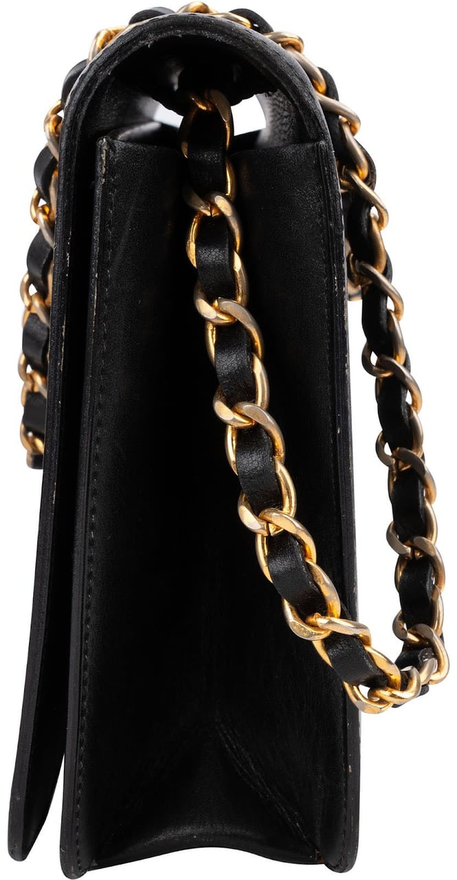 Chanel Noir Boxcalf CC Single Flap Shoulder Bag Zwart