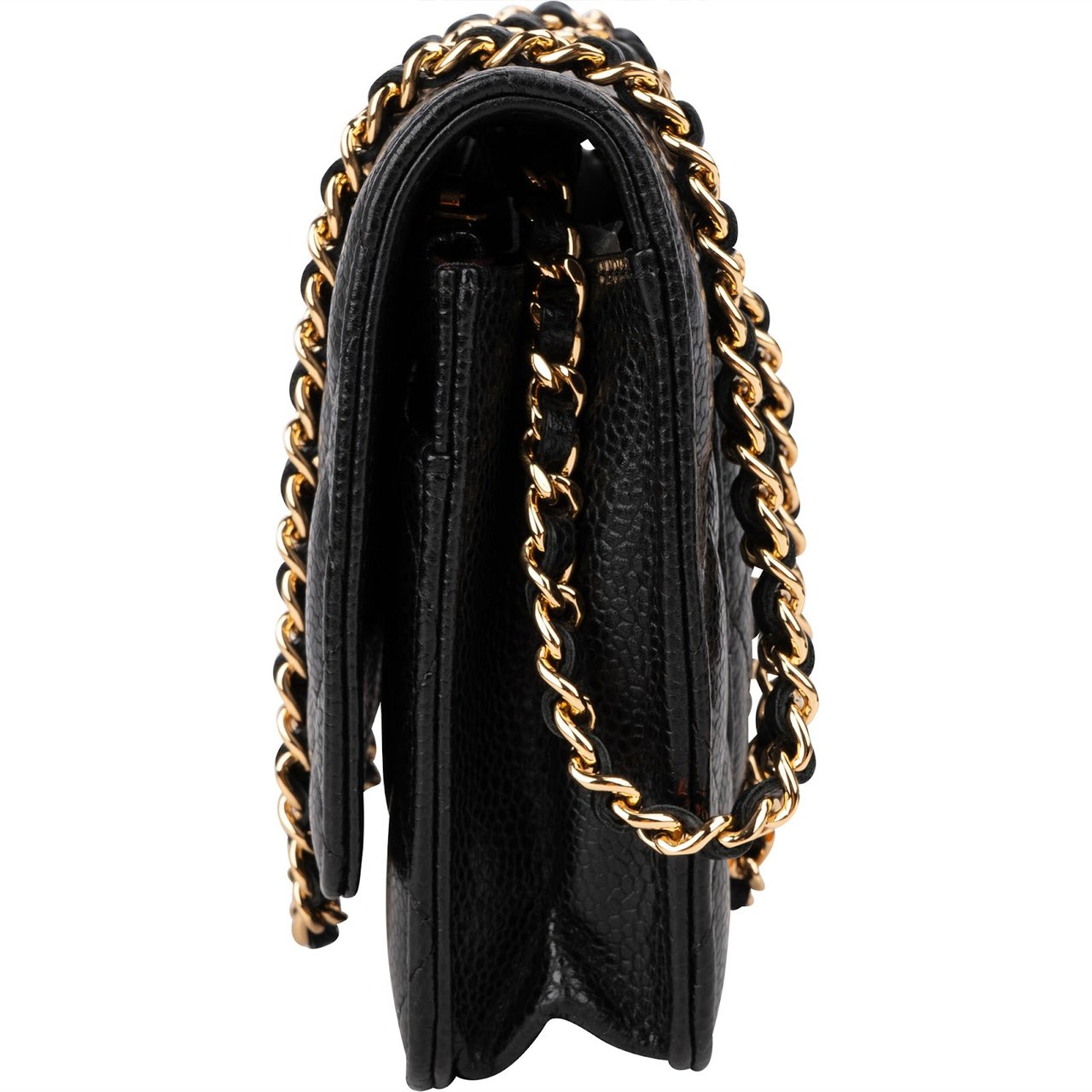 Chanel Caviar Leather Wallet On Chain Crossbody Bag Zwart