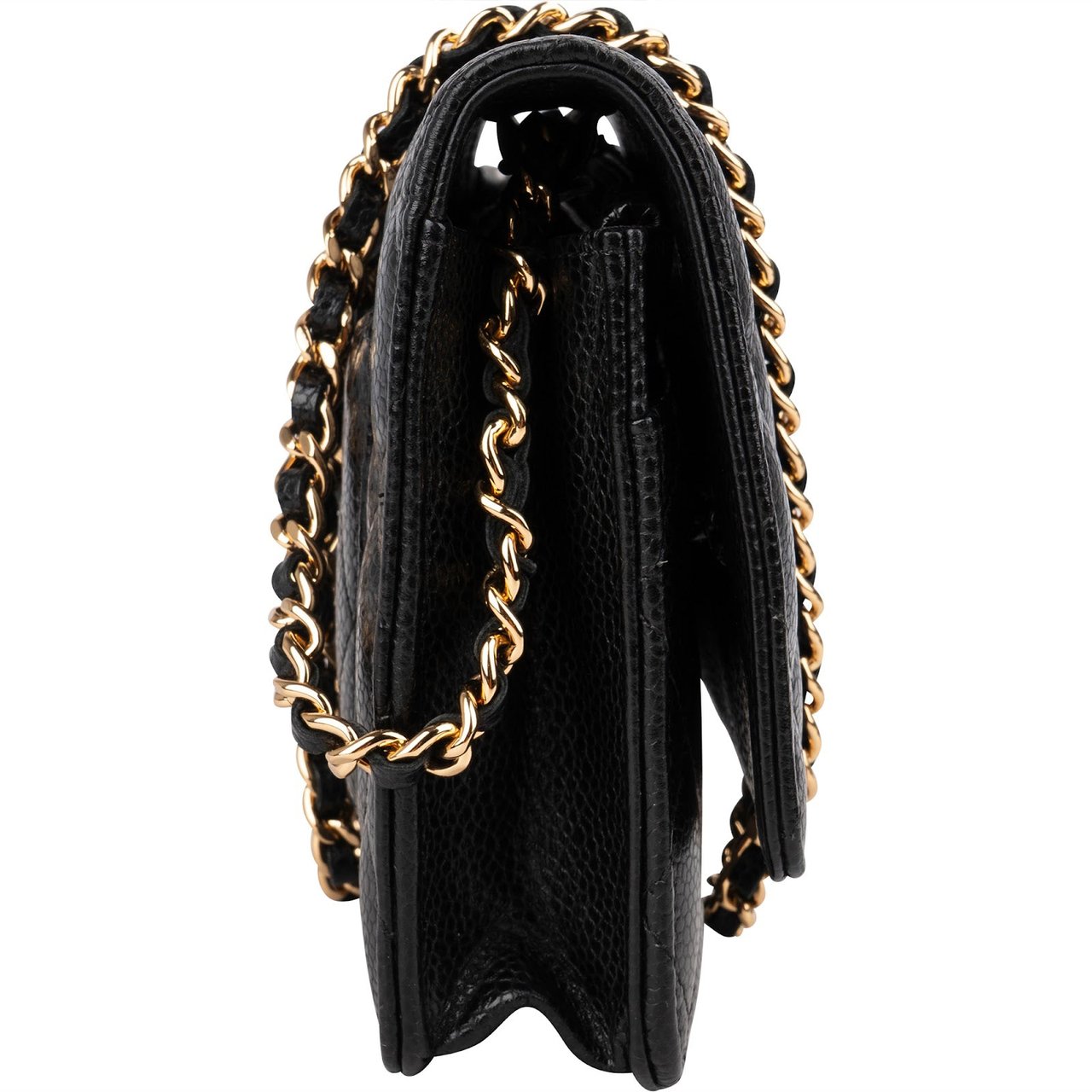 Chanel Caviar Leather Wallet On Chain Crossbody Bag Zwart