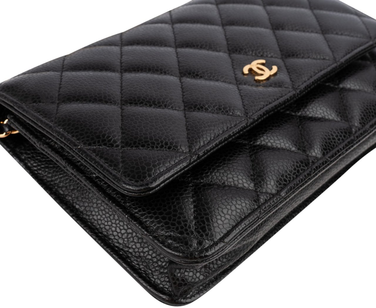 Chanel Caviar Leather Wallet On Chain Crossbody Bag Zwart