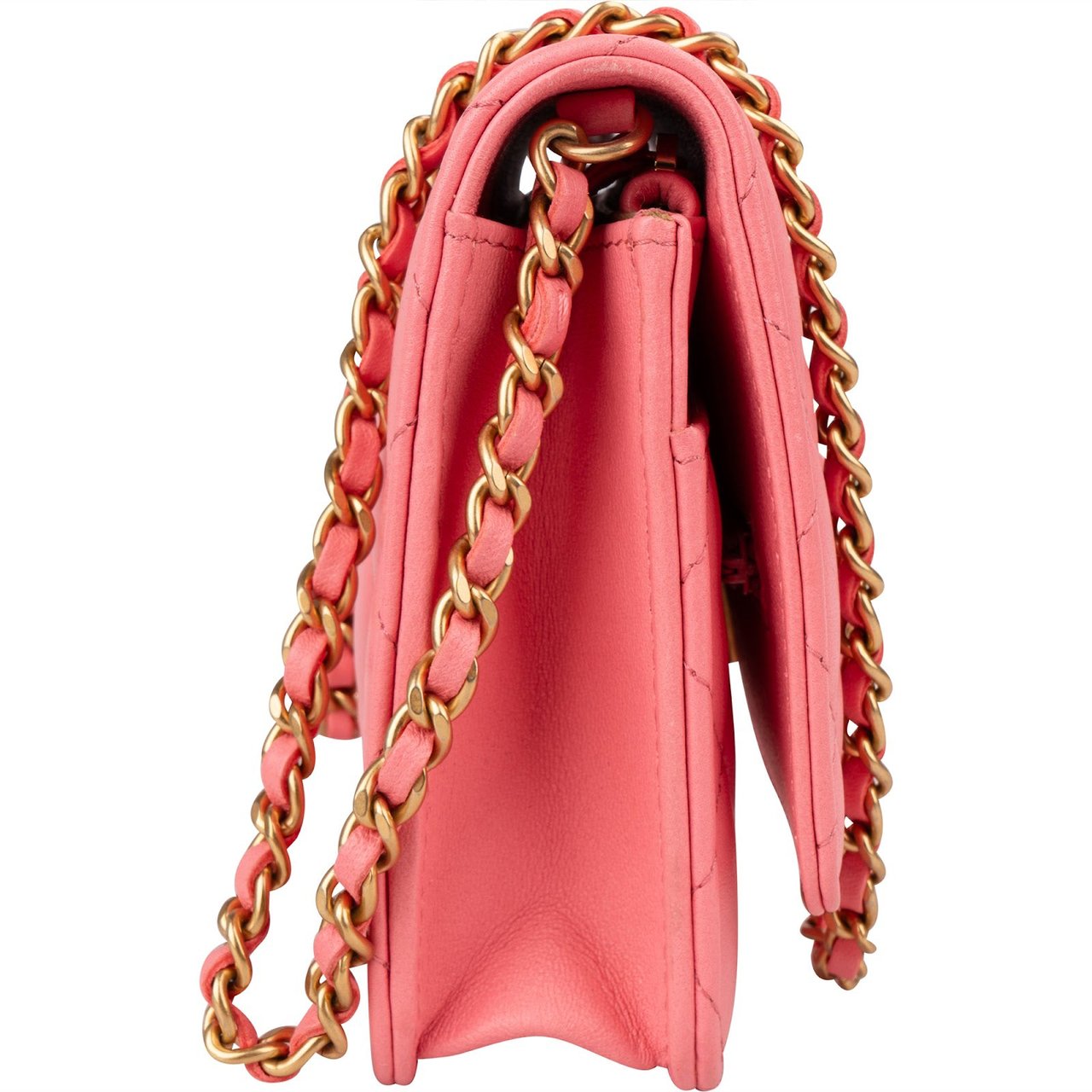 Chanel Quilted Lambskin Pearl Crush Adjustable Wallet On Chain Crossbody Bag Rood