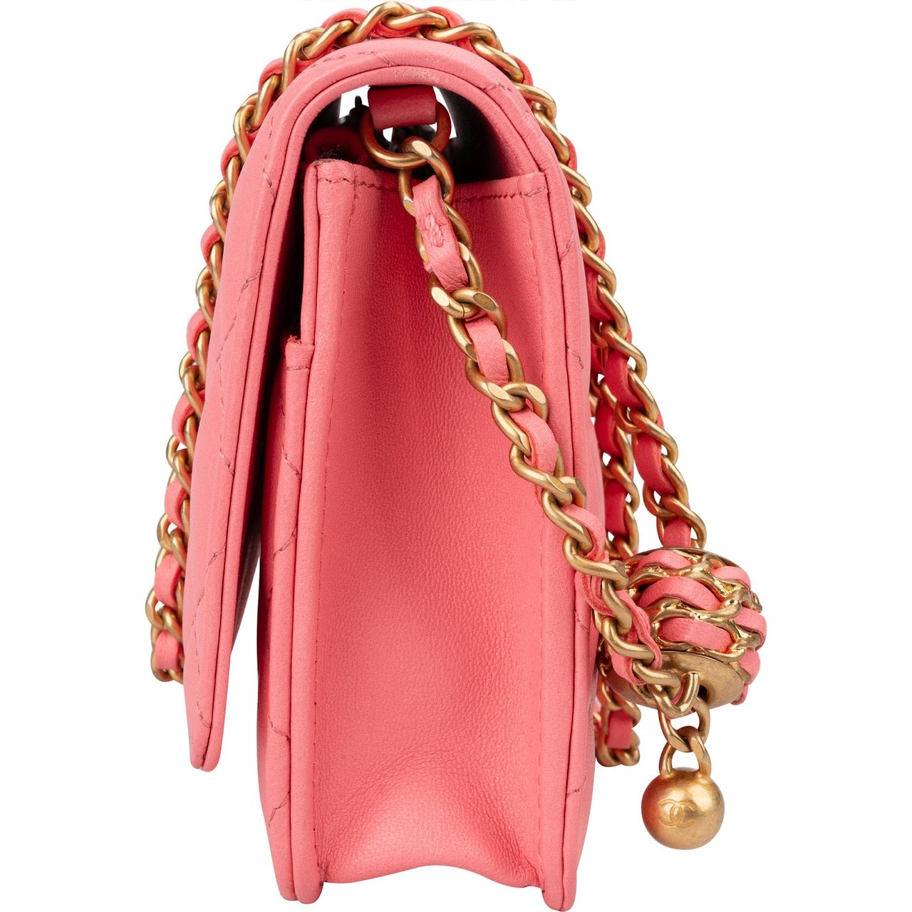 Chanel Quilted Lambskin Pearl Crush Adjustable Wallet On Chain Crossbody Bag Rood