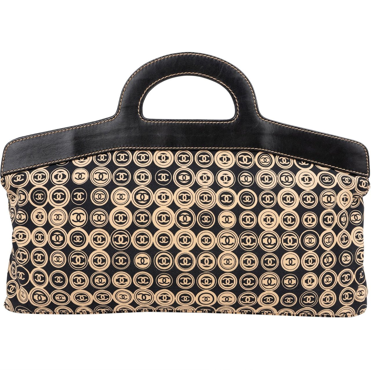 Chanel Leather Canvas CC Coin Top Handle Handbag Bruin