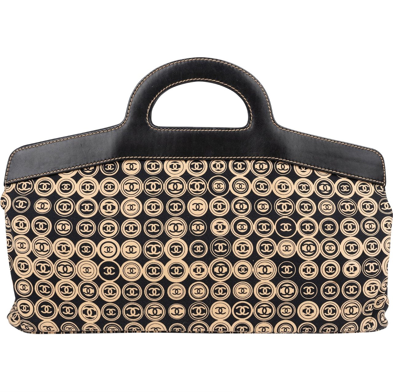 Chanel Leather Canvas CC Coin Top Handle Handbag Bruin