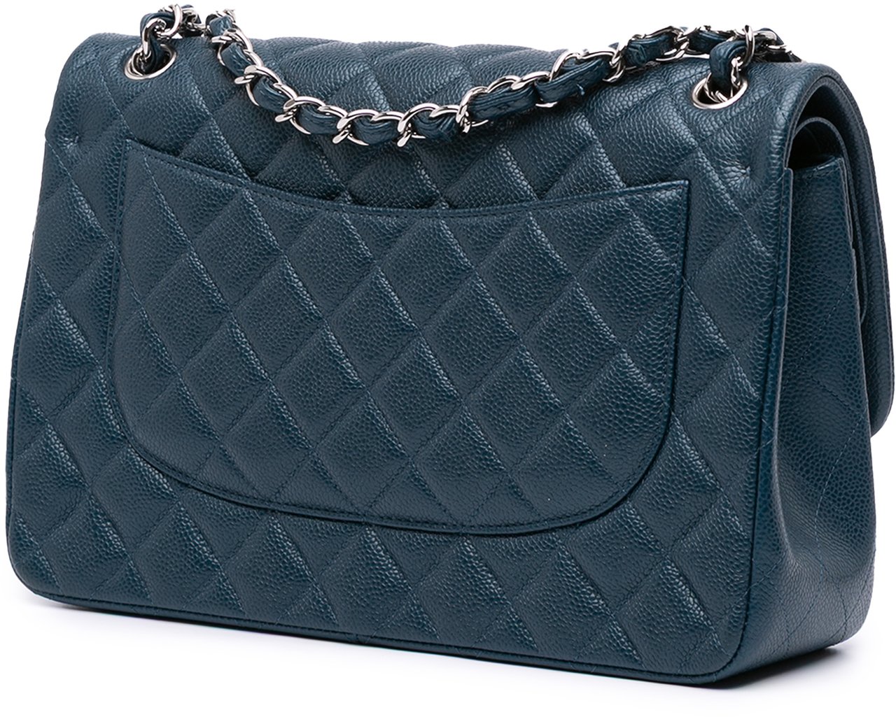 Chanel Jumbo Classic Iridescent Caviar Double Flap Blauw