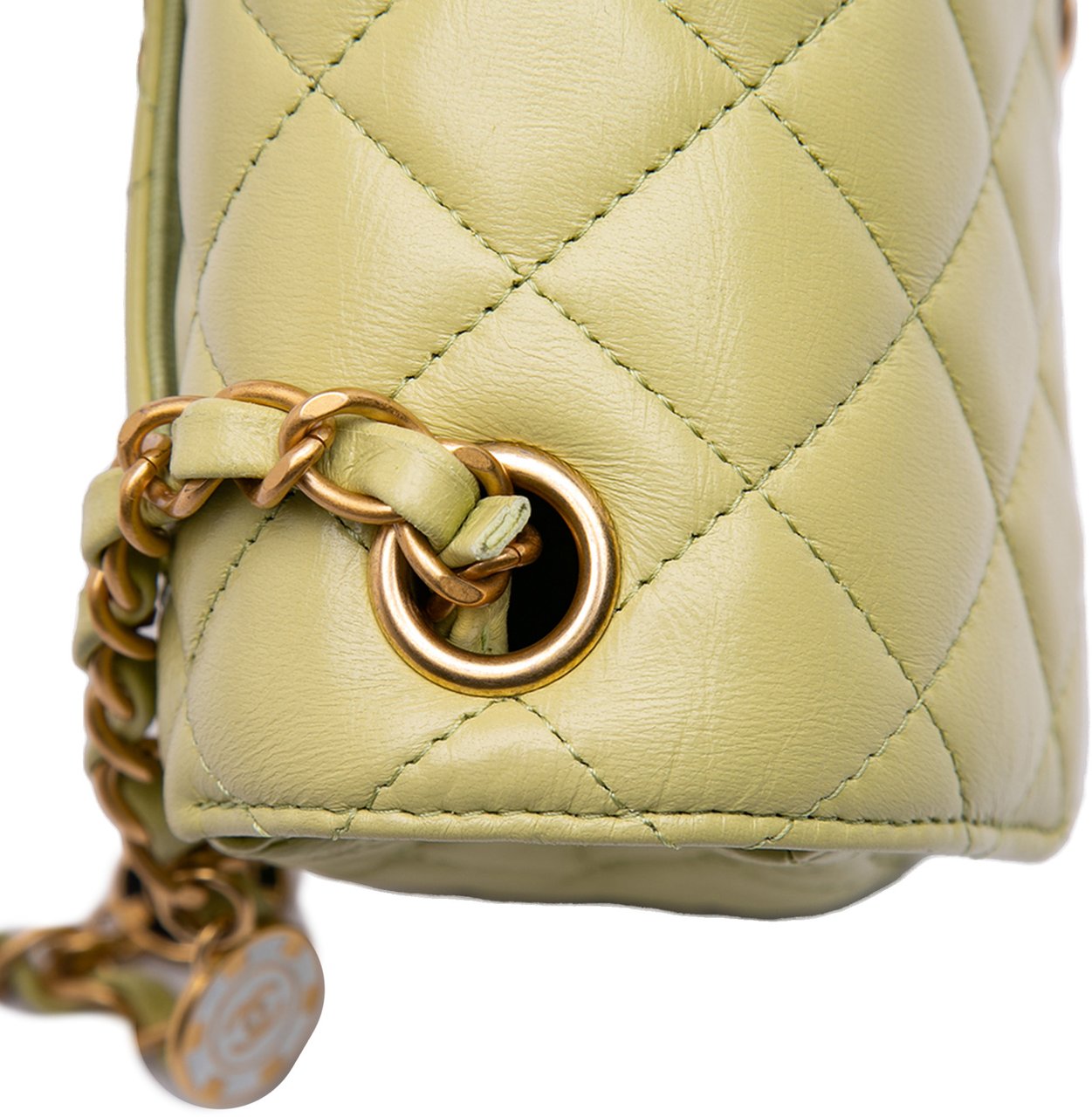 Chanel Mini Square Lambskin Casino Royale Charms Single Flap Groen