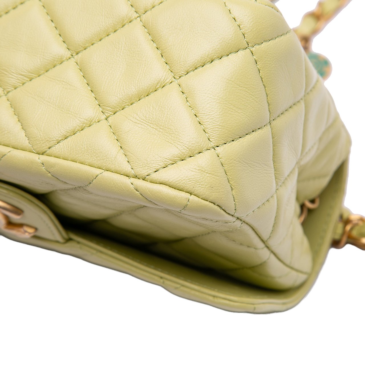Chanel Mini Square Lambskin Casino Royale Charms Single Flap Groen