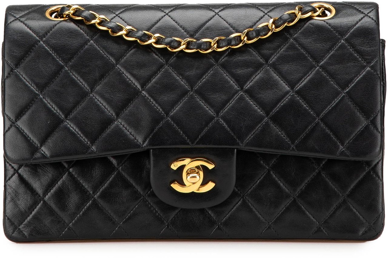 Chanel Medium Classic Lambskin Double Flap Zwart