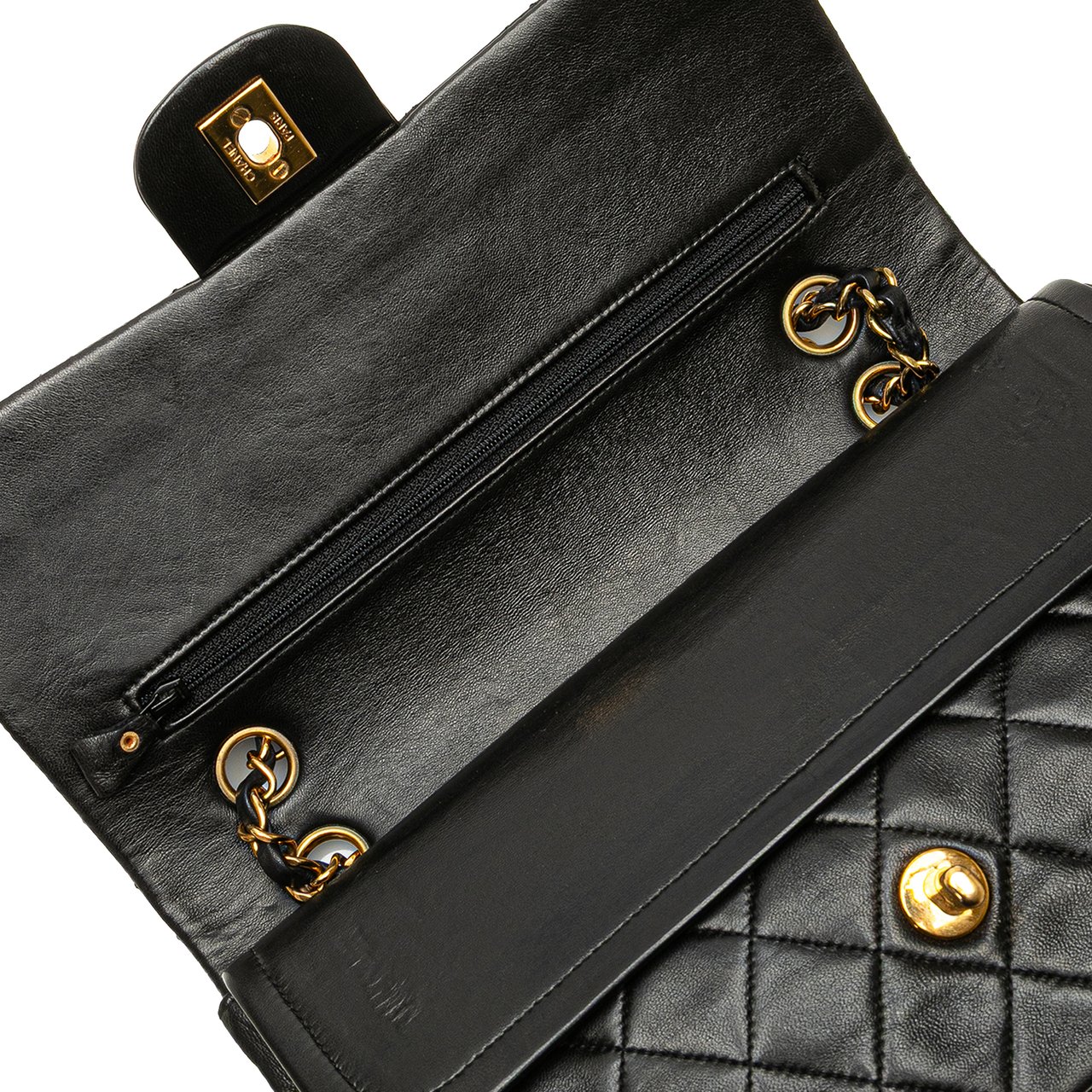 Chanel Medium Classic Lambskin Double Flap Zwart