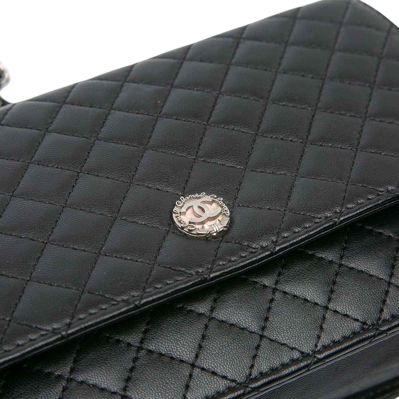 Chanel Microquilted Lambskin Wallet On Chain Zwart
