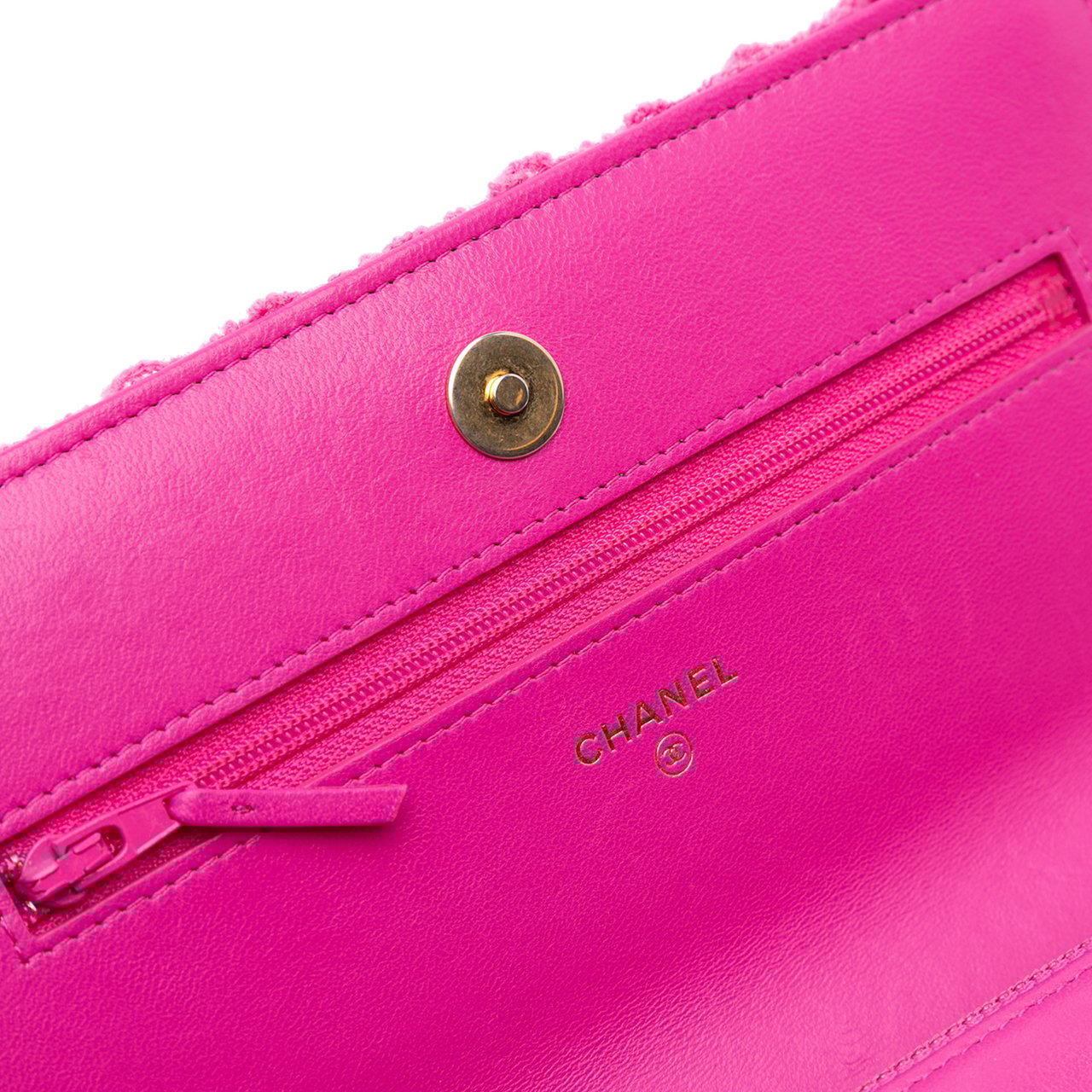 Chanel Tweed 19 Wallet On Chain Roze