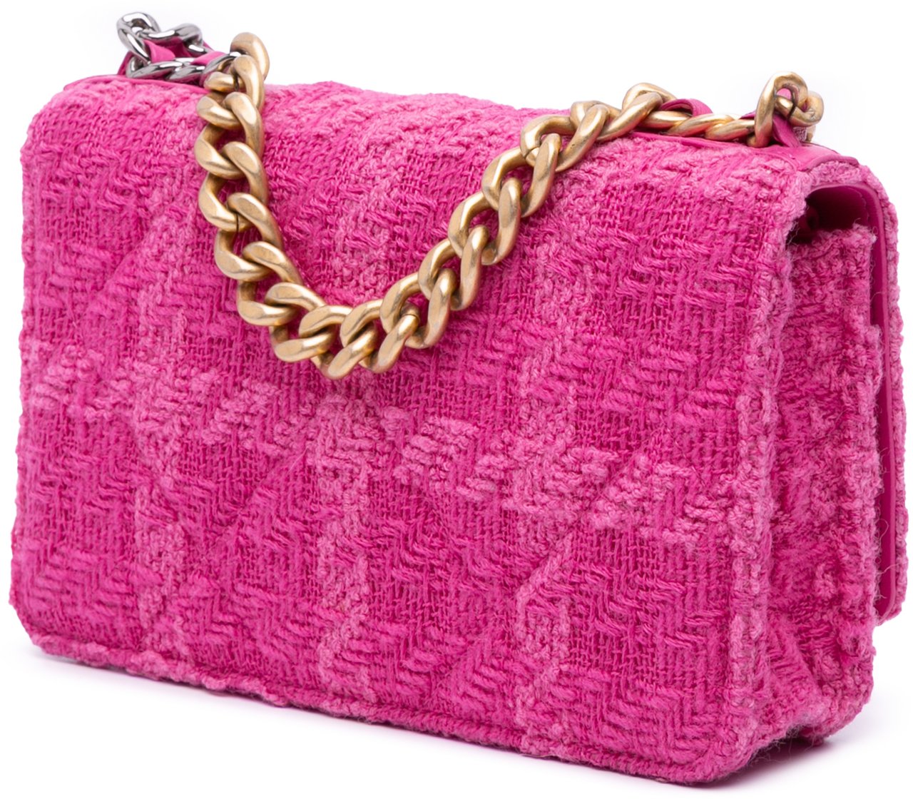 Chanel Tweed 19 Wallet On Chain Roze