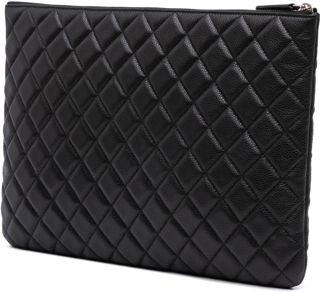 Chanel Large Quilted Caviar O Case Clutch Zwart