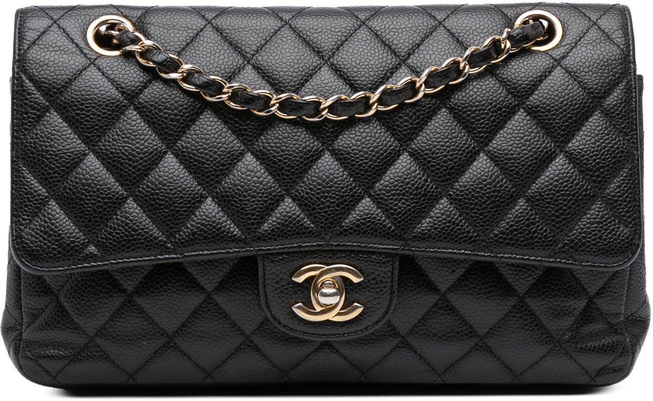 Chanel Medium Classic Caviar Double Flap Zwart