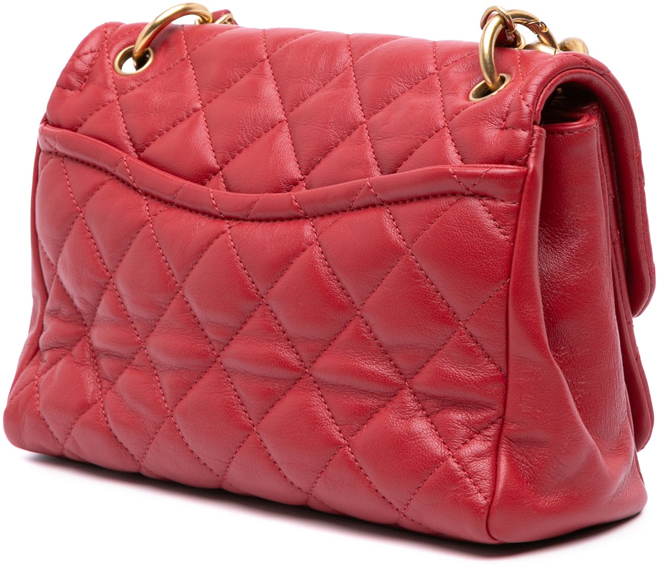 Chanel Small Quilted Lambskin Chain Link Flap Rood