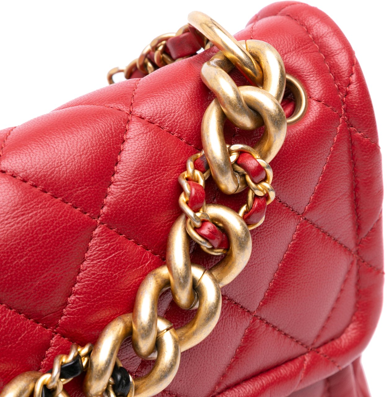 Chanel Small Quilted Lambskin Chain Link Flap Rood