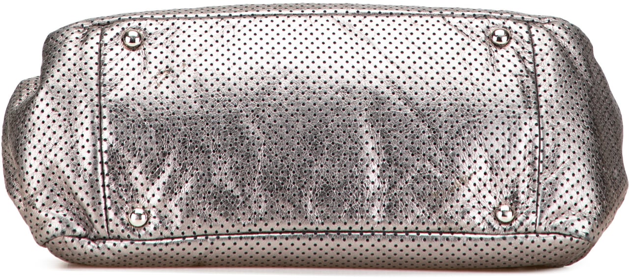 Chanel Metallic Perforated Calfskin Drill Accordion Flap Zilver
