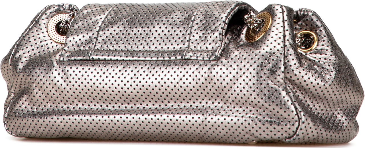 Chanel Metallic Perforated Calfskin Drill Accordion Flap Zilver