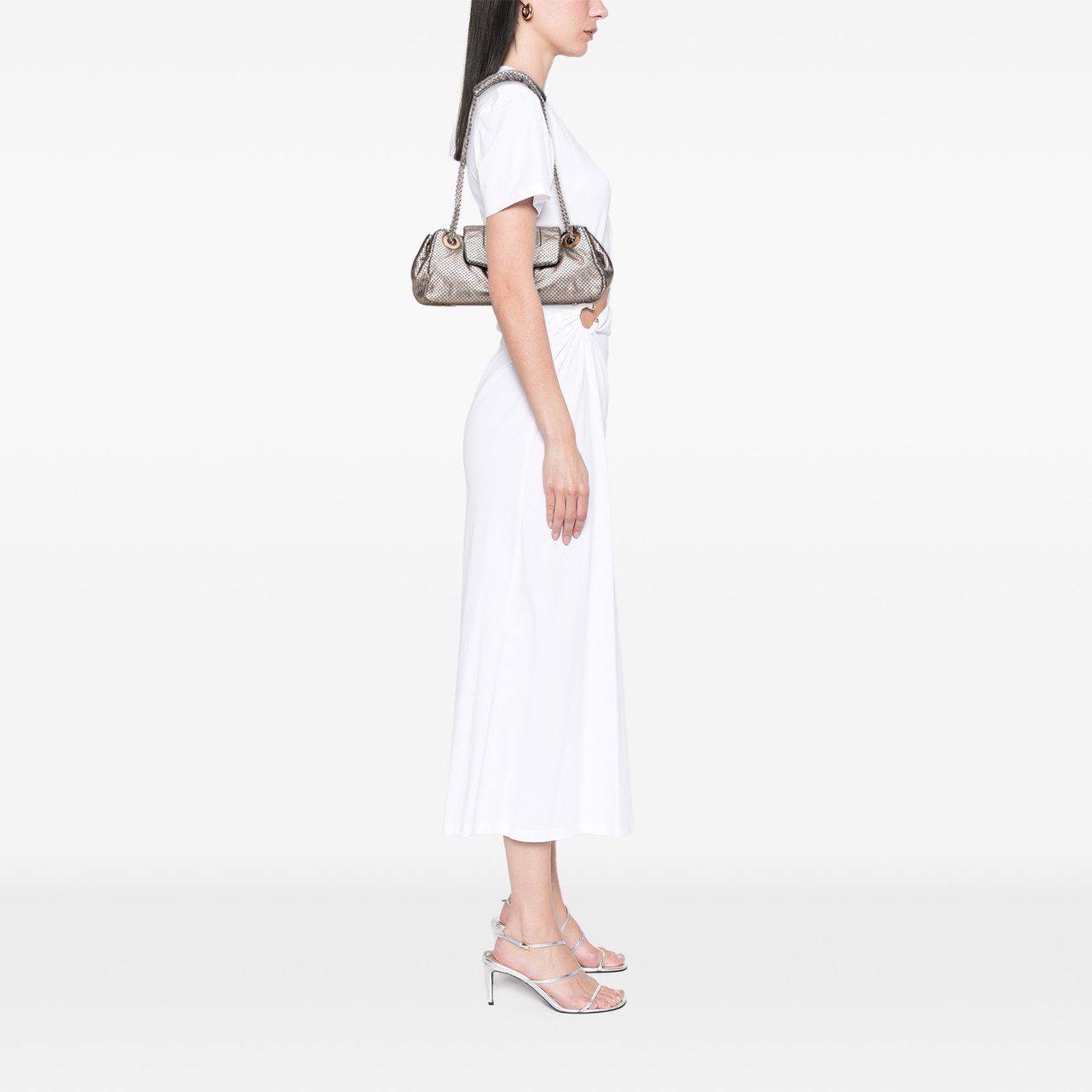 Chanel Metallic Perforated Calfskin Drill Accordion Flap Zilver