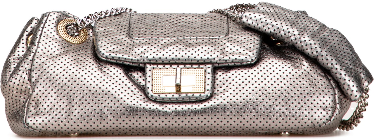 Chanel Metallic Perforated Calfskin Drill Accordion Flap Zilver