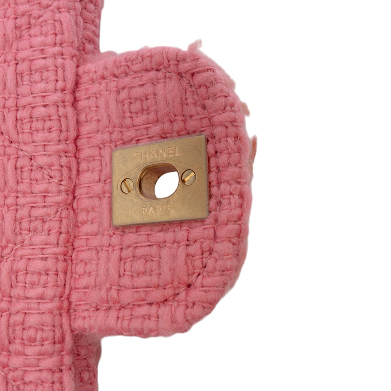 Chanel CC Quilted Shearling and Tweed Single Flap Roze