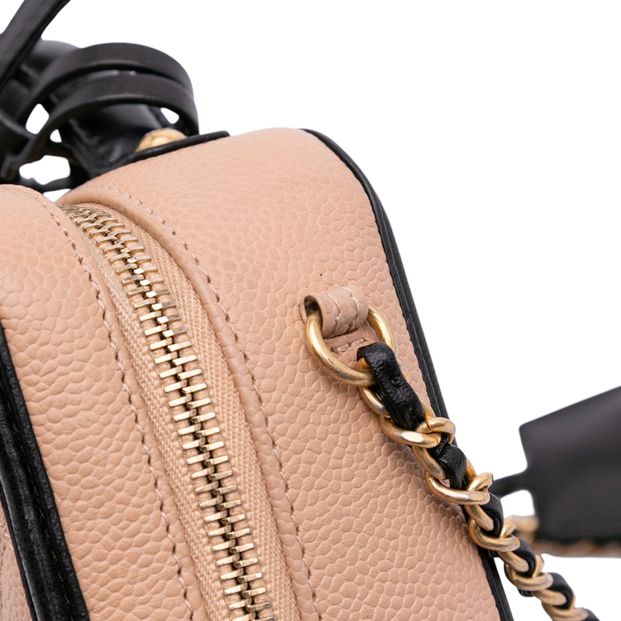 Chanel Small Caviar CC Filigree Vanity Case Bruin