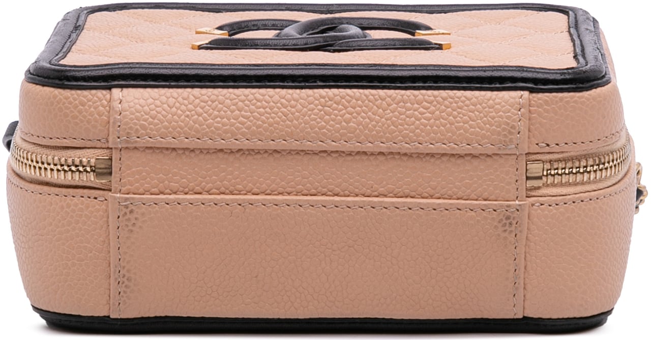 Chanel Small Caviar CC Filigree Vanity Case Bruin