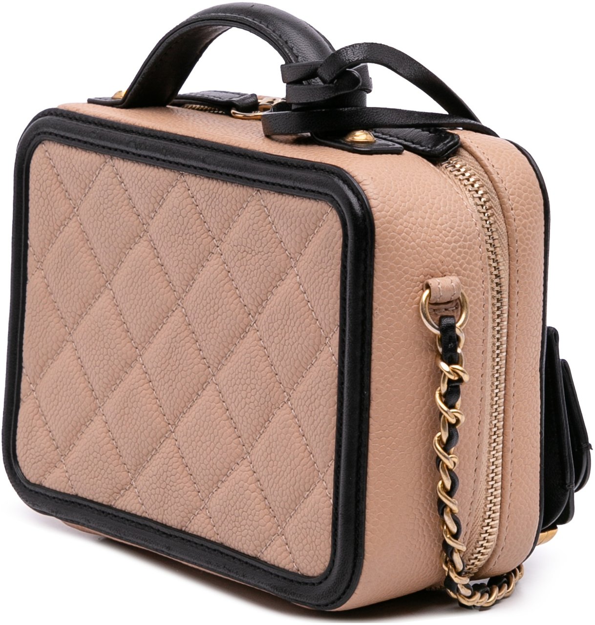 Chanel Small Caviar CC Filigree Vanity Case Bruin