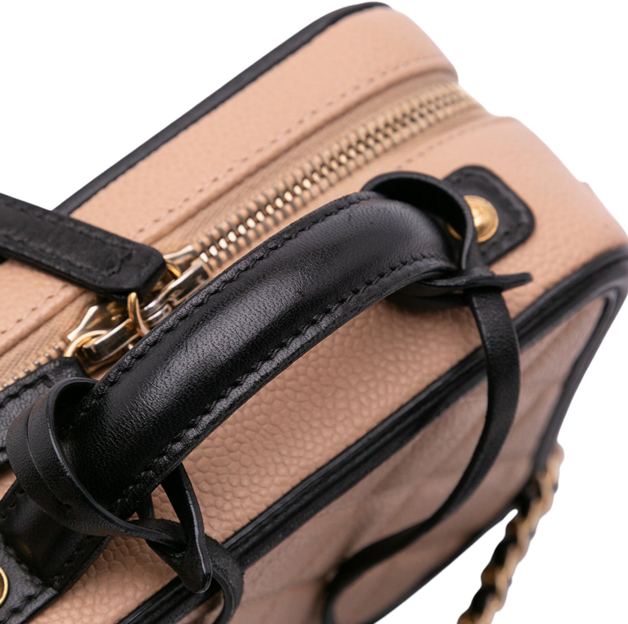 Chanel Small Caviar CC Filigree Vanity Case Bruin