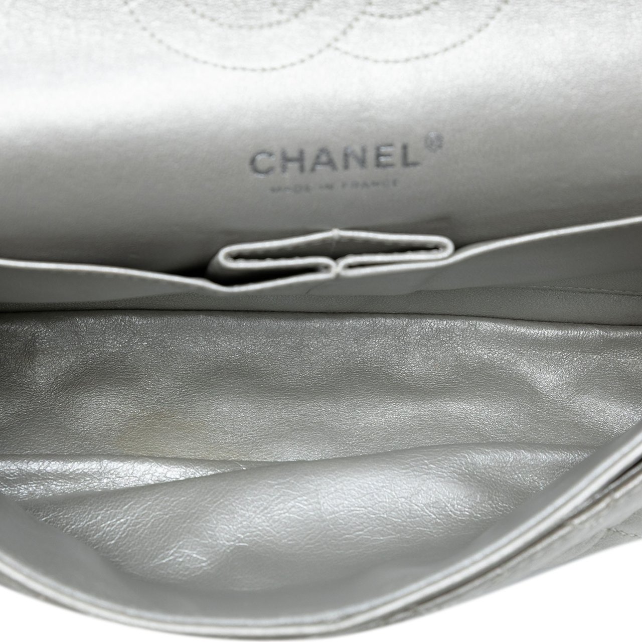 Chanel Medium Classic Lambskin Double Flap Zilver