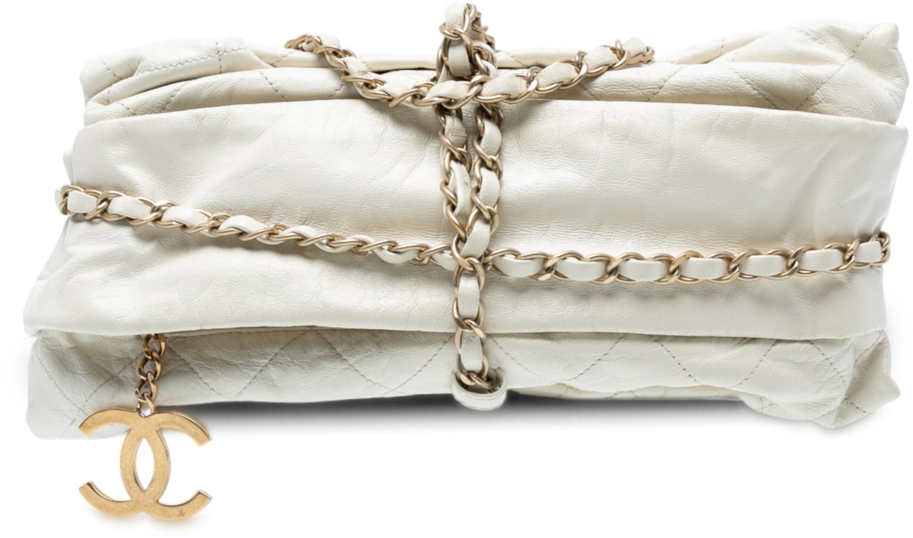 Chanel Quilted Calfskin Midnight Swim Baluchon Bag Wit