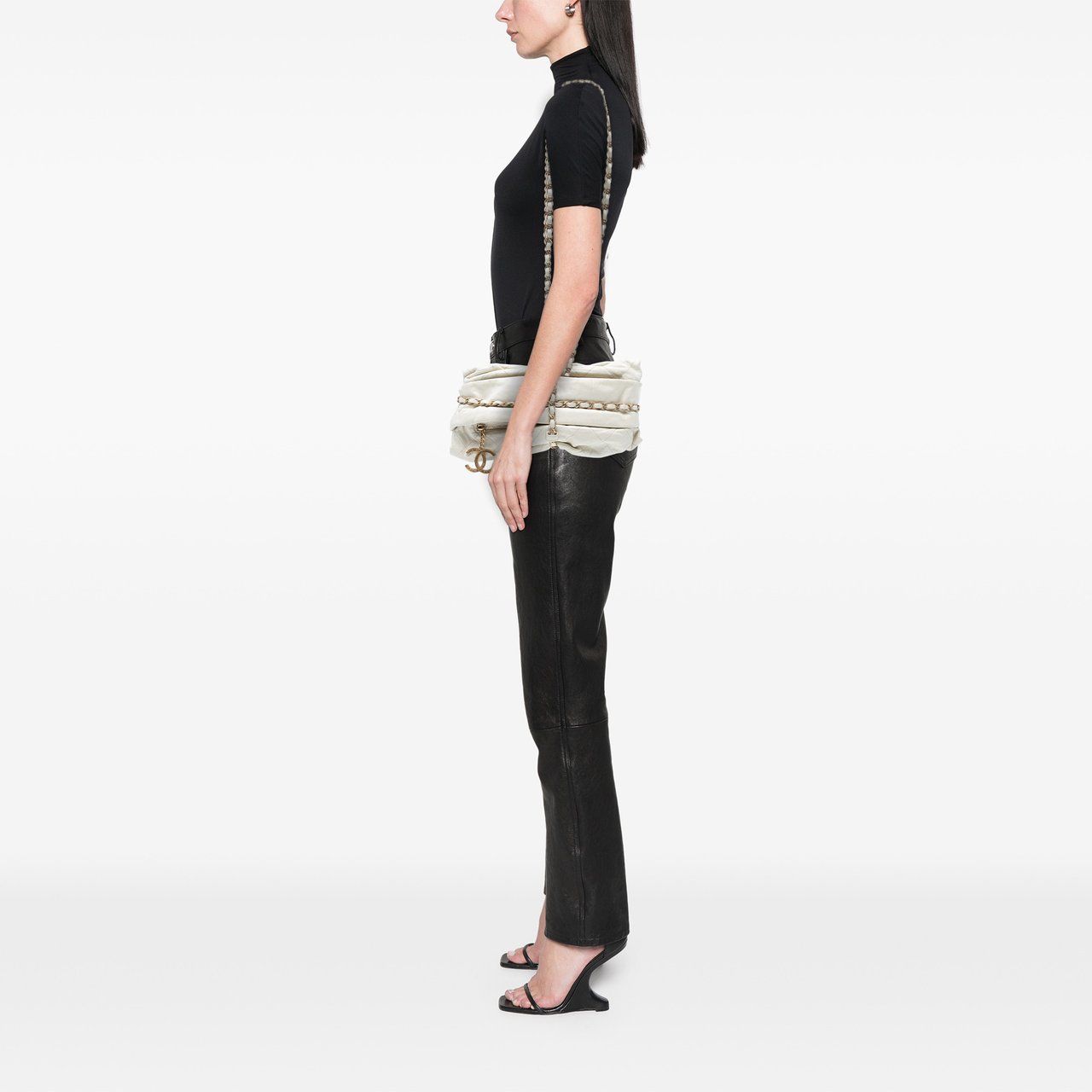 Chanel Quilted Calfskin Midnight Swim Baluchon Bag Wit