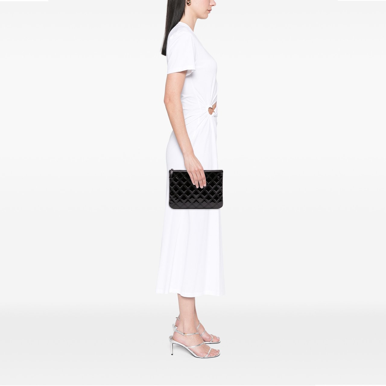 Chanel Medium Quilted Patent O Case Clutch Zwart